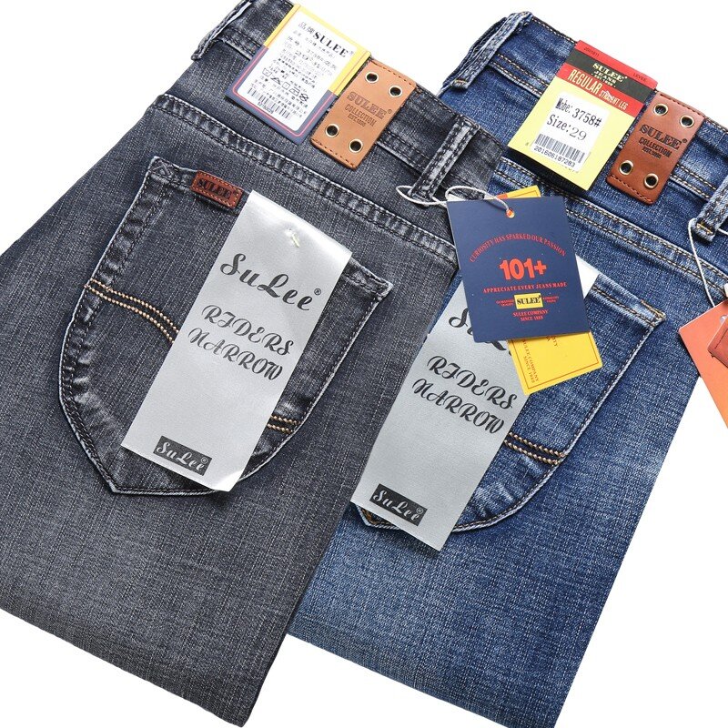 2020 SULEE, новинка, мужские джинсы, деловой стиль, повседневные эластичные удобные прямые джинсовые брюки, мужские Брендовые брюки высокого кач...
