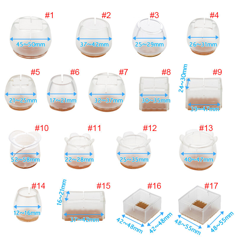 10pcs Silicone Chair Leg Caps Feet Pads Furniture Table Covers Socks Floor Protectors Round Bottom Non-Slip Cups Diameter