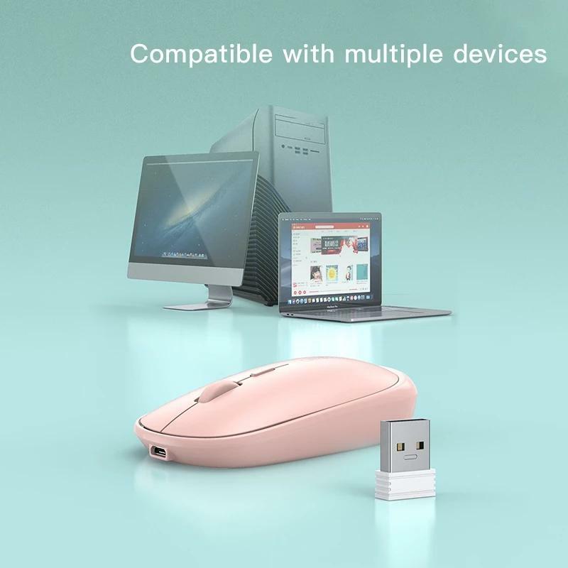 Mini ratón inalámbrico silencioso para niños y niñas, recargable para Apple Lenovo, portátil