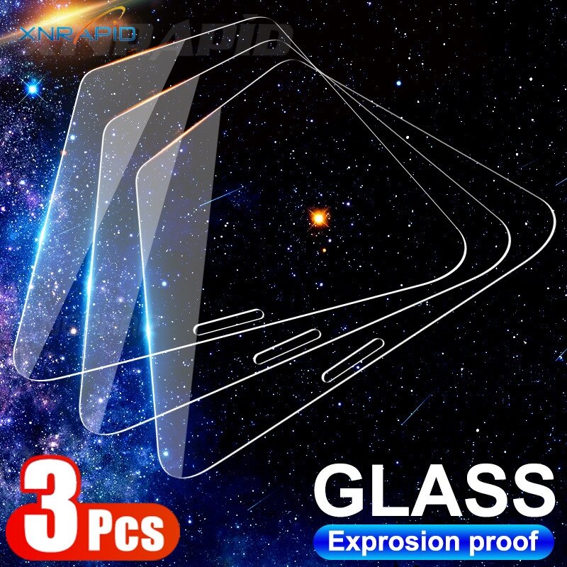 Protector de pantalla de vidrio templado para iPhone, película protectora para iPhone 11, 12 Pro, XR, X, XS Max, 6, 6S, 7, 8 Plus, 3 uds.