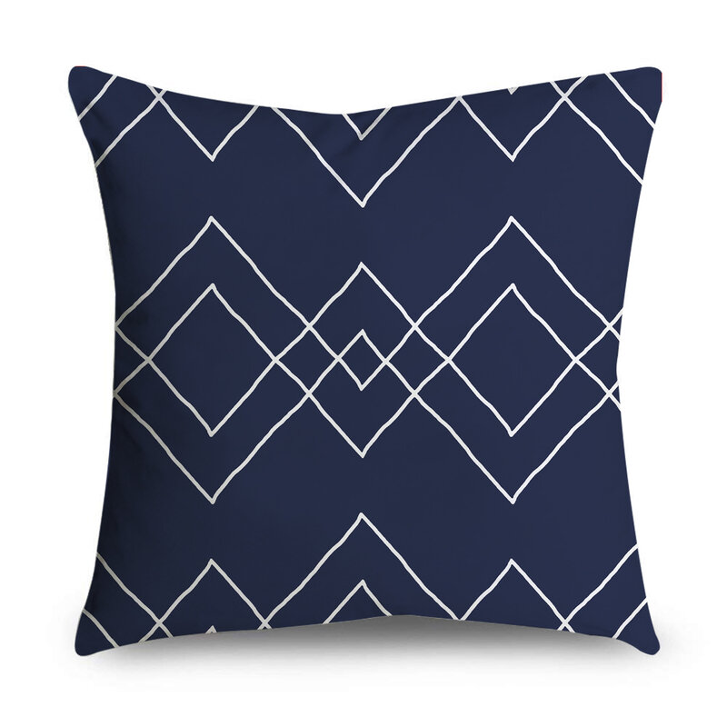 Funda de almohada de poliéster con estampado Floral para el hogar, cobertor de cojín decorativo con patrón azul para sofá y coche, 45X45cm
