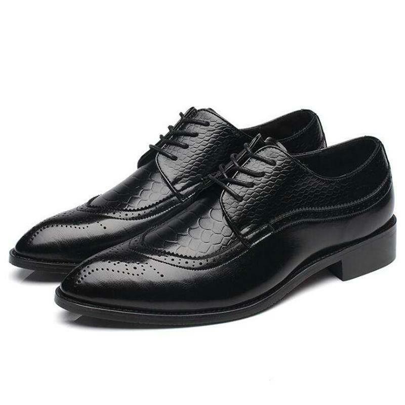 Chaussures en cuir pour hommes, décontractées, à bout pointu, motif Crocodile en dentelle, tendance britannique, nouvelle collection