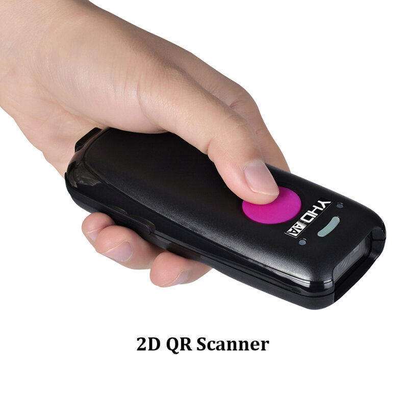بلوتوث 1D CCD الباركود/2D QR الماسح الضوئي المحمولة السلكية/اللاسلكية تخزين اليد قارئ الرمز الشريطي الصغير الضوء الأحمر ويندوز/iOS/أندرويد