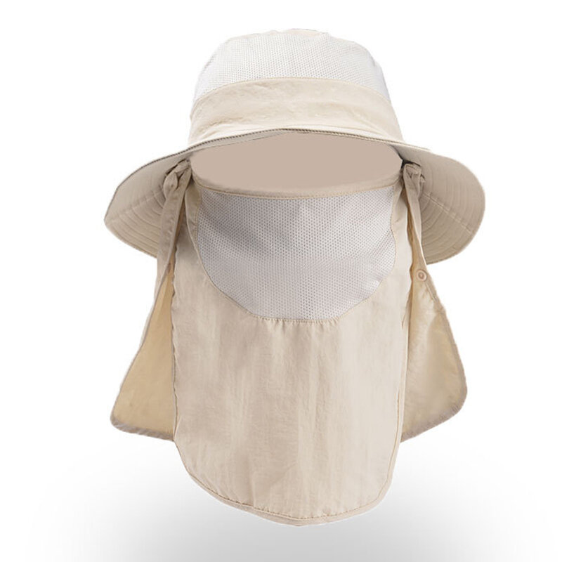 Sombrero de sol a prueba de viento para exteriores, mantón removible sombrero con rejilla transpirable para pesca, ciclismo, senderismo, gorros para acampar