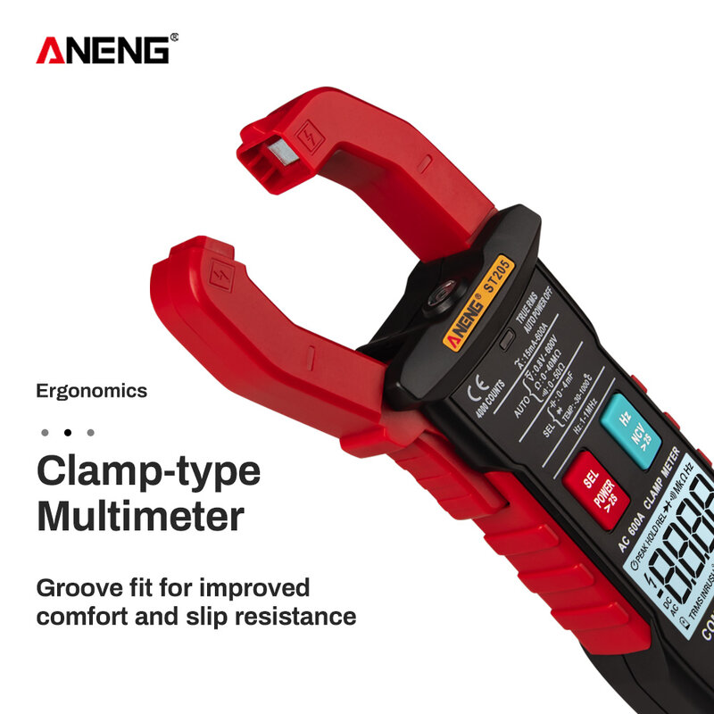 Aneng st205 digital medidor de braçadeira analógico multímetro atual braçadeira dc/ac medidor automático inteligente com testador temperatura