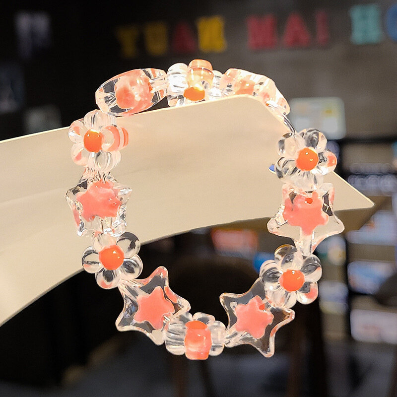 Braccialetti con perline di cristallo con ciondoli per ragazze stella fiore trasparente braccialetti colorati accessori gioielli tendenza 2022