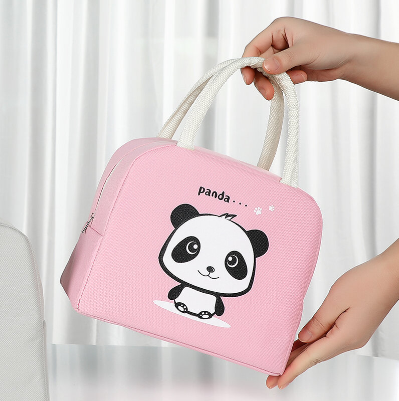 Brivilas Ctue Cartoon Lunch Tas Voor Vrouwen Nieuwe Roze Panda Meisje Hand Koeltassen Draagbare Thermische School Ontbijt Picknick Voedsel doos