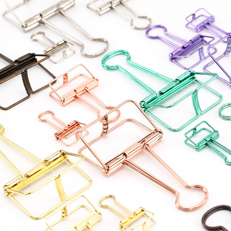 8 colors hollow L M  metal binder clips creative Multicolor metal clips decorative scrapbook school office stationery supplies