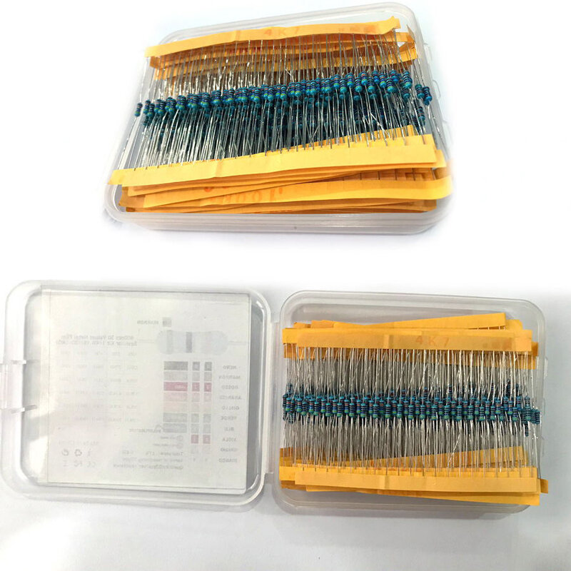 2600 Buah/Lot 130 Nilai 1/4W 0.25W 1% Resistor Film Logam Set Kit Paket Berbagai Macam Resistor Kit Tetap