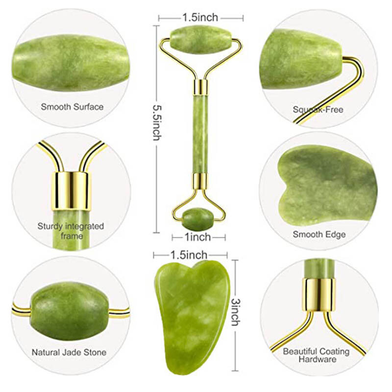 Natural jade massager para rosto gouache raspador facial massageador rolo guasha raspador para o rosto cuidados com a pele rolo gua sha emagrecimento