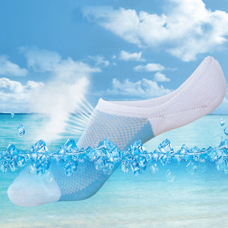 Calcetines de verano transpirables para hombre, calcetín de silicona antideslizante, de alta calidad, malla transpirable