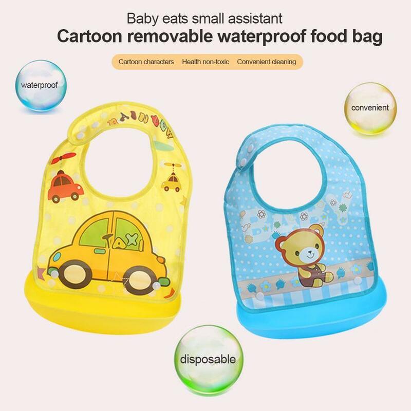 Babero impermeable de silicona de imitación para bebé Baberos de alimentación de bebé paño de alimentación de dibujos animados niños delantal de bebé