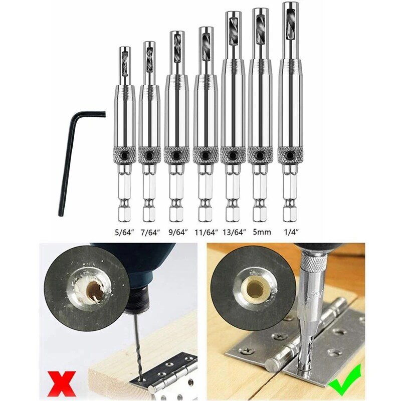 4/7/pcs HSS Core Drill Bit Set Hole Puncher Hinge Tapper for Door Cabinet Self Centering Hinge Hardware Woodworking Power Tools
