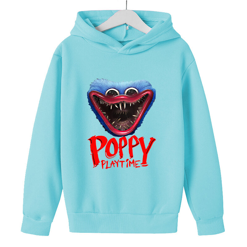 4-12Y Poppy Playtime Sweatshirt Hoodies Horror Game Huggy Wuggy Cartoon Streetwear Boys/Girls Oversized Pullover Sports Top Autu