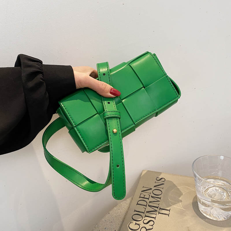 2021 брендовая Дизайнерская Женская поясная сумка, винтажные кожаные сумки на плечо, женские сумочки с переплетением, маленькие сумки через п...