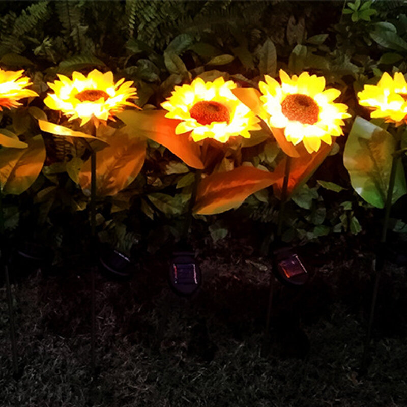 Palo esterno alimentato a energia solare a forma di girasole IP65 impermeabile illuminazione gialla per giardino Patio prato cortile matrimonio