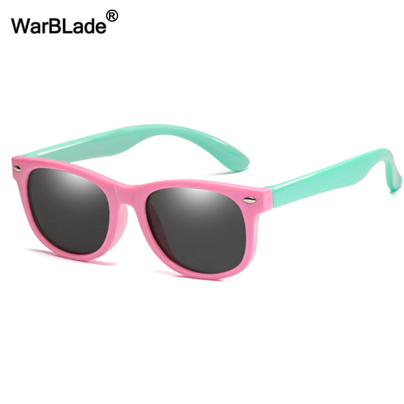WarBlade 라운드 편광 된 어린이 선글라스 실리콘 유연한 안전 어린이 태양 안경 패션 소년 소녀 음영 안경 UV400