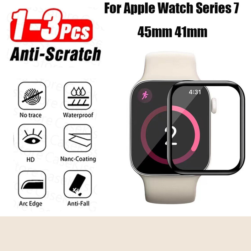 3D Premium Full Cover Screen Protective Film For Apple Watch Series 7 45mm 41mm Smart Watch Screen Protector Anti-Scratch film