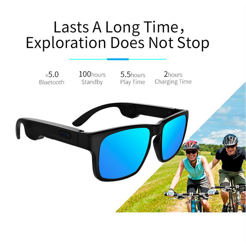 Беспроводные смарт-очки с костной проводимостью, Bluetooth 5,0, стереогарнитура, поляризованные солнцезащитные очки могут сочетаться с линзами п...