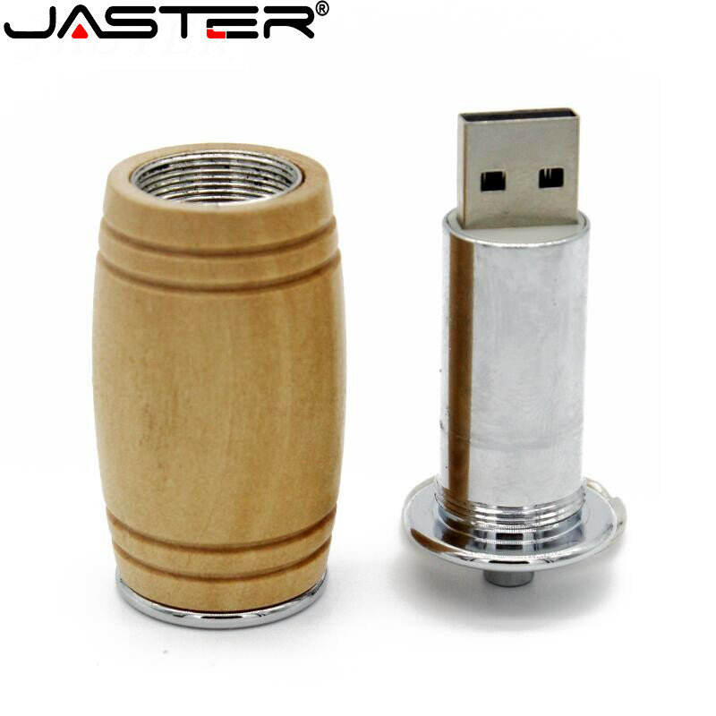 JASTER ไม้ Vintage Wine Barrel Usb Flash Disk 16GB32GB64GB128GB ไดรฟ์ปากกา USB2.0 Micro Memory Stick U Disk Cle Usb