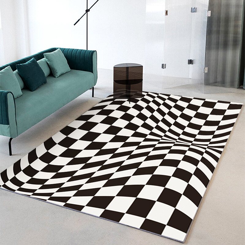Ilusão gradiente visual sala de estar em casa mesa café tapete do escritório quarto tatami manta cobertor ilusão tapete