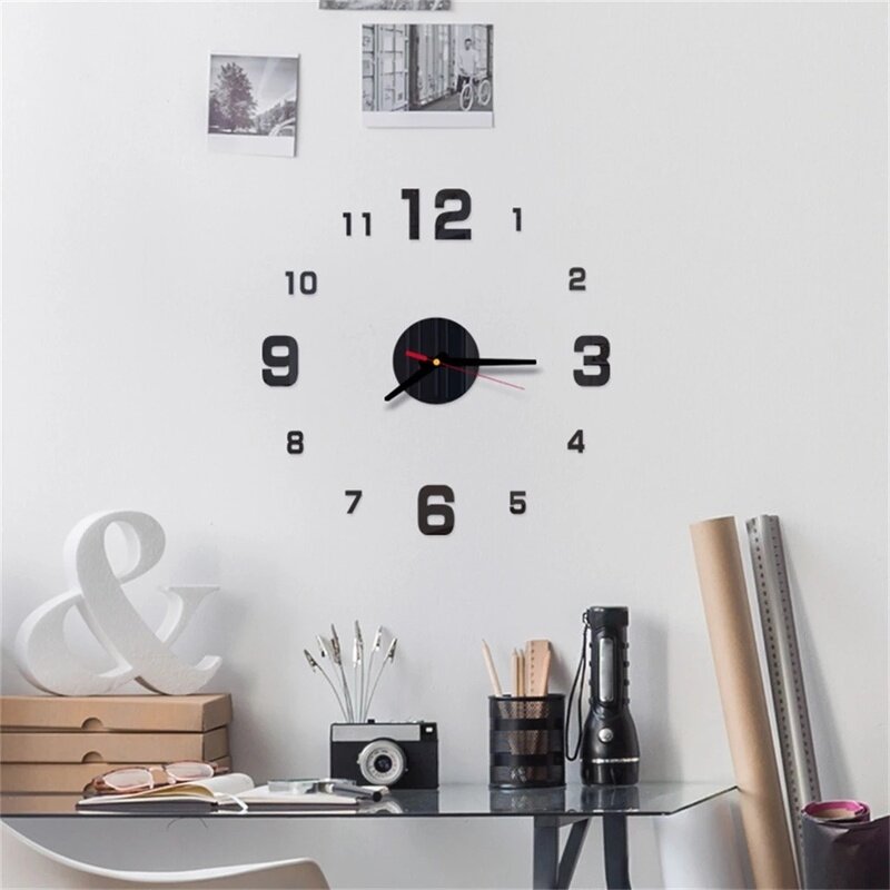DIYผนังนาฬิกา3Dนาฬิกากระจกอะคริลิคความคิดสร้างสรรค์สติ๊กเกอร์ติดผนังLiving Room Quartz NeedleยุโรปนาฬิกาHome ...