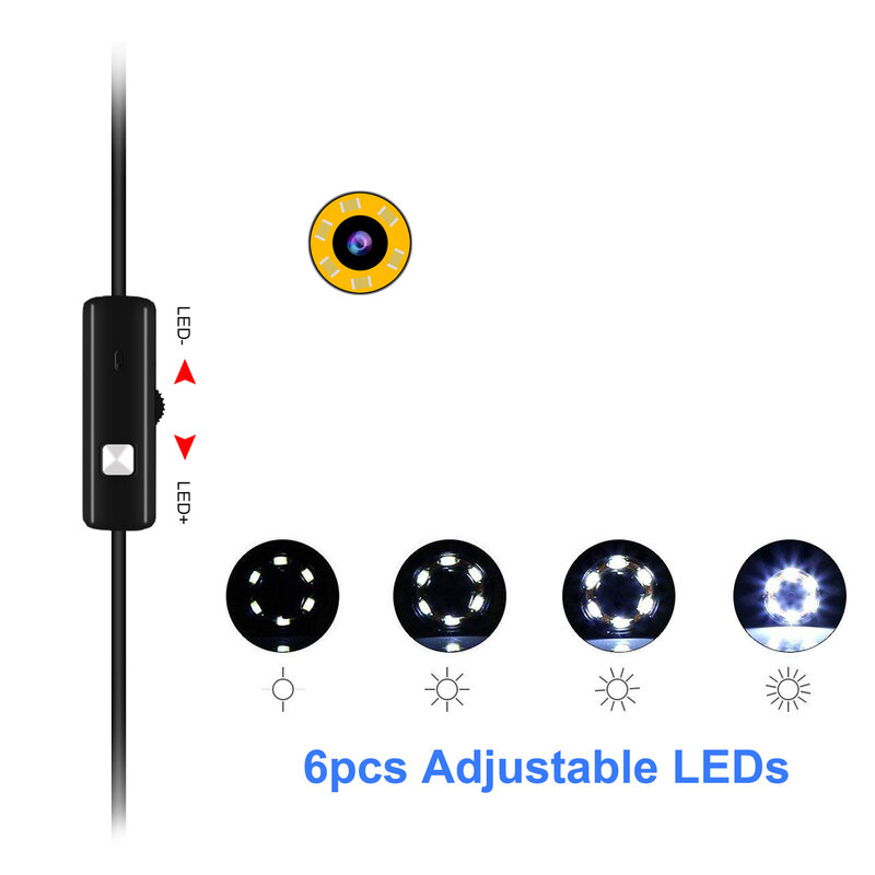 Caméra endoscopique USB type-c 7.0mm, câble rigide, Mini caméra pour Inspection de tuyaux, PC, téléphone Android