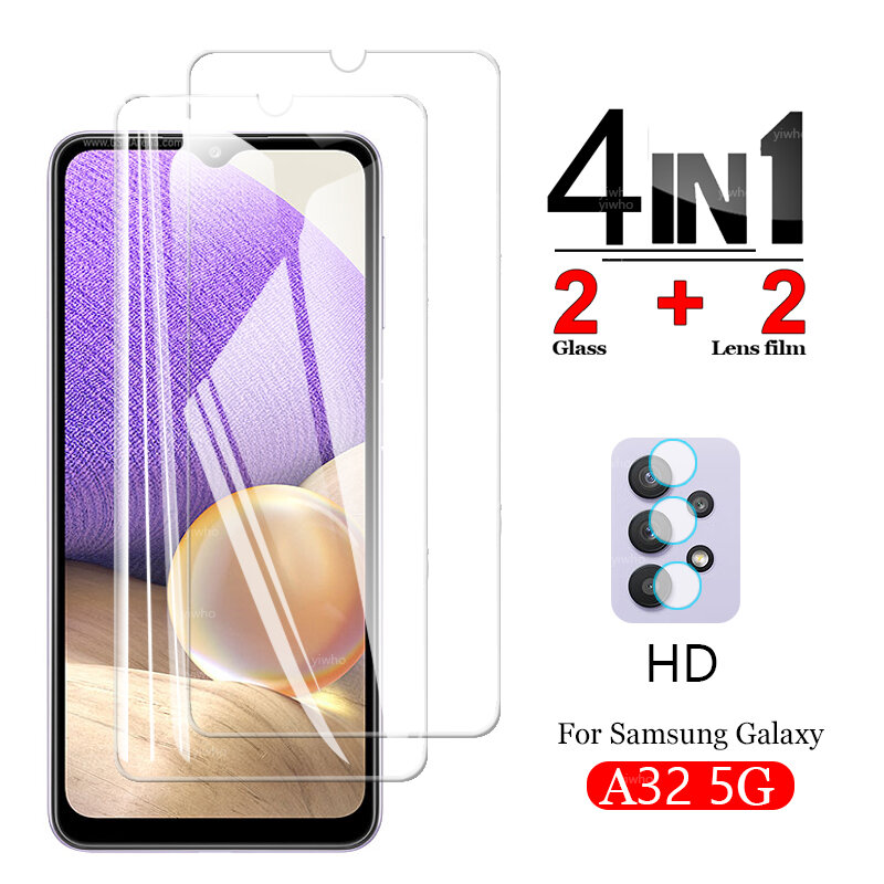 Kaca Pelindung untuk Samsung Galaxy A32 5G Layar Pelindung Kaca Tempered untuk Galaxy A32 5G Kaca Lensa Kamera 32 6.5 "Film