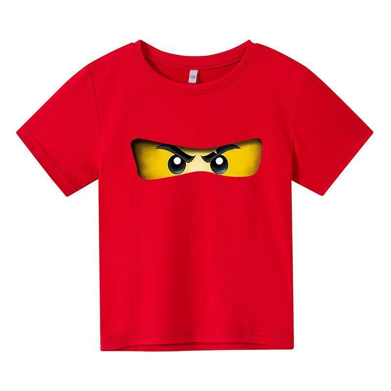 2021 moda lato z krótkim rękawem odzież dziecięca bawełna z nadrukiem chłopcy dziewczęta koszulka Ninjago Eyes Cartoon Kids topy Tees