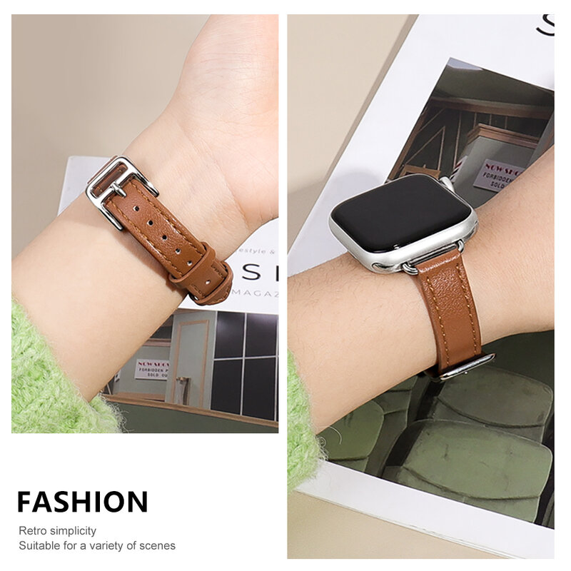 Soft charm leather Strap for Apple Watch 7 Band 41mm 45mm 38mm 42mm 44mm 40mm iwatch Series se 6543 smart watchband for women