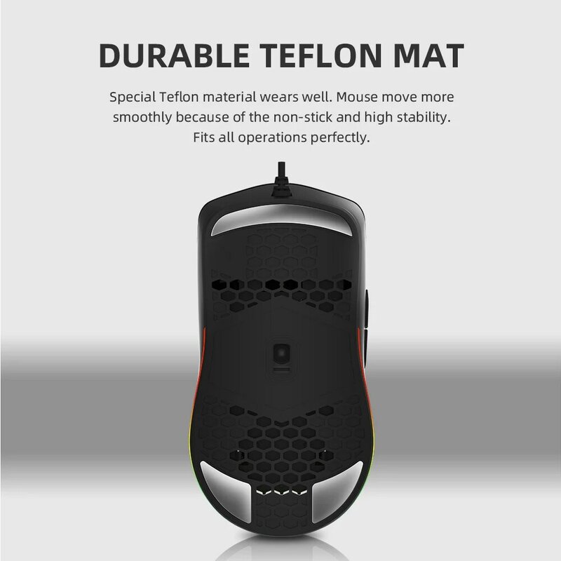 Delux M700 67g PMW3389 Lightweight Wired Mice Gaming Mouse RGB 7 buttons fully programmable Honeycomb Hollow Design Mouse Gamer