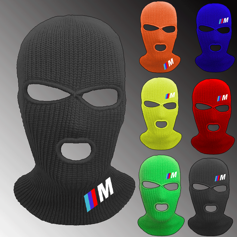 Bmw M Power Print Full Face Cover Mask Three 3 Hole Balaclava Knit Hat Winter Ski Cycling Mask Beanie Hat Scarf Warm Face Masks