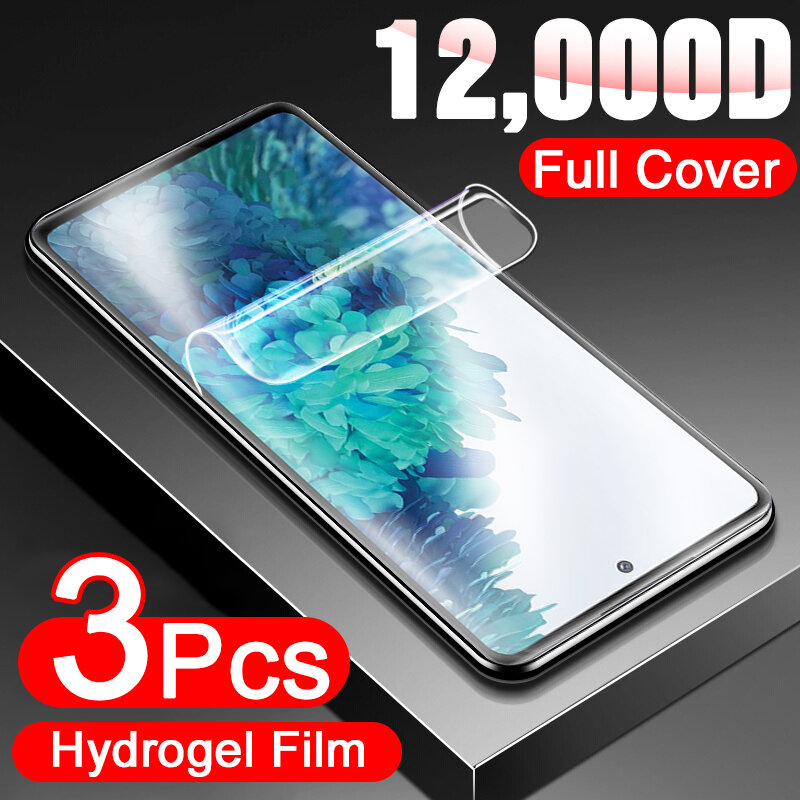 Protecteur d'écran, 3 pièces, Film Hydrogel pour Samsung Galaxy S20 S21 S10 S9 S8 Plus S7 S6 Edge Note 20 8 9 10, pas du verre