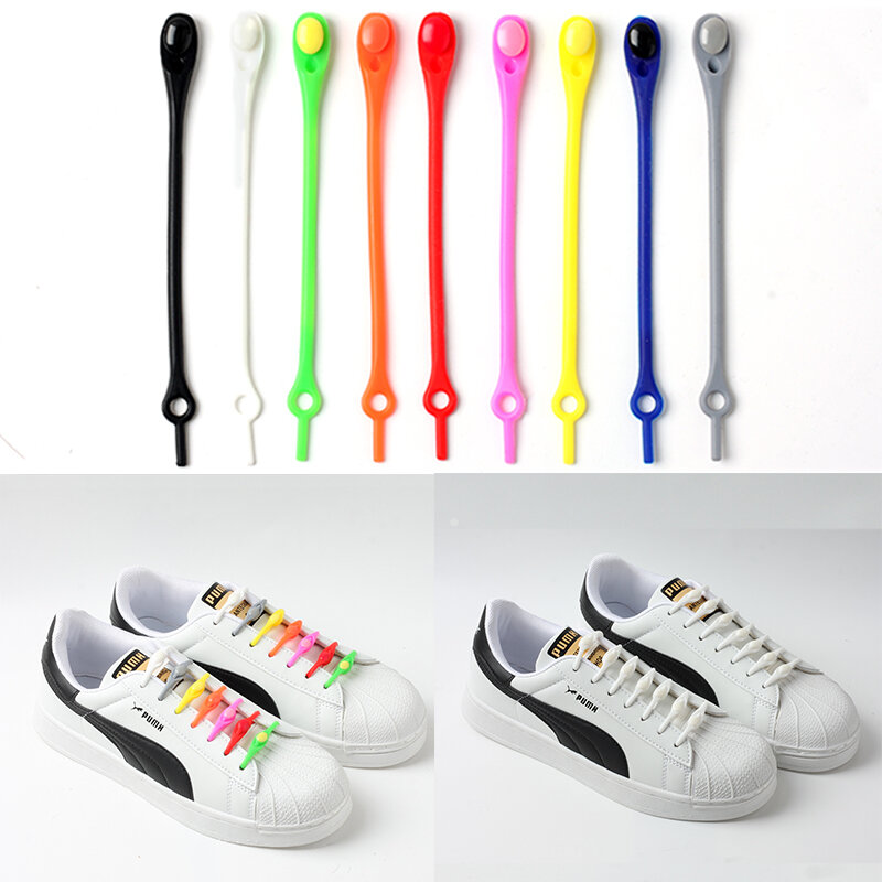 12PCS Silicone Shoe Laces Elastic Lazy Shoelaces Children And Adults Universal No Tie Shoelace Fast On And Off Shoe Accessories