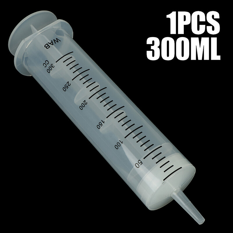 Jeringa de plástico de gran capacidad de 300ml, jeringa de inyección estéril reutilizable transparente, para medición de nutrientes hidropónicos