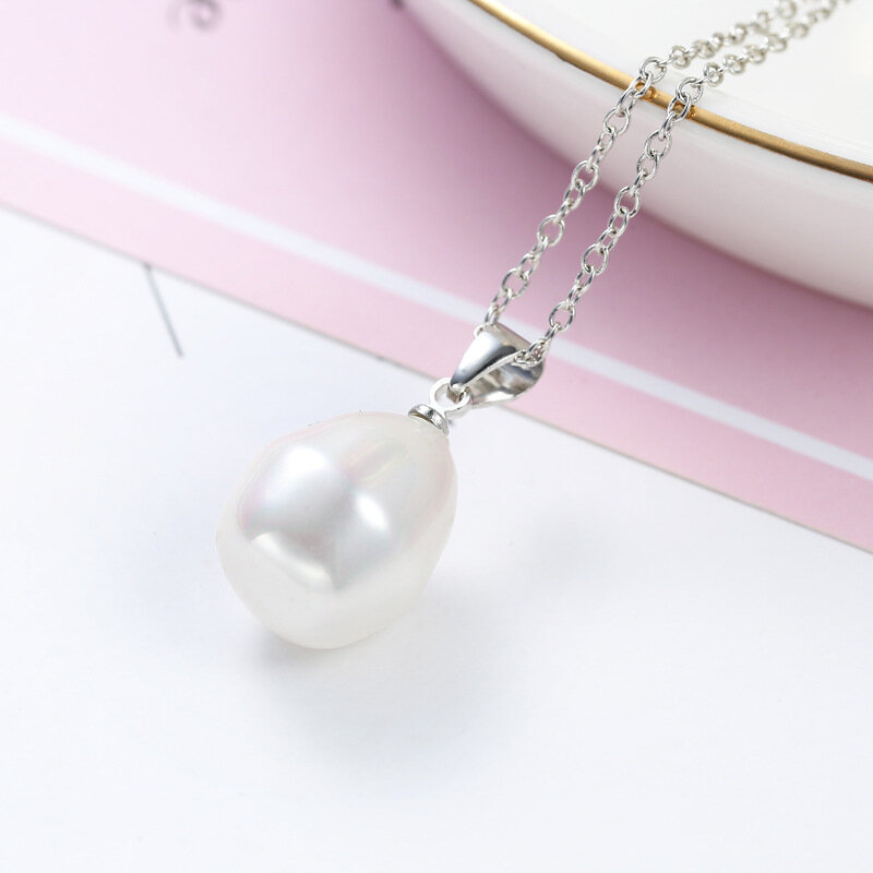 SODROV Silver 925 Necklace Sterling Silver 925 Pearl Jewelry Pearl Pendant Necklace for Women Necklace 925