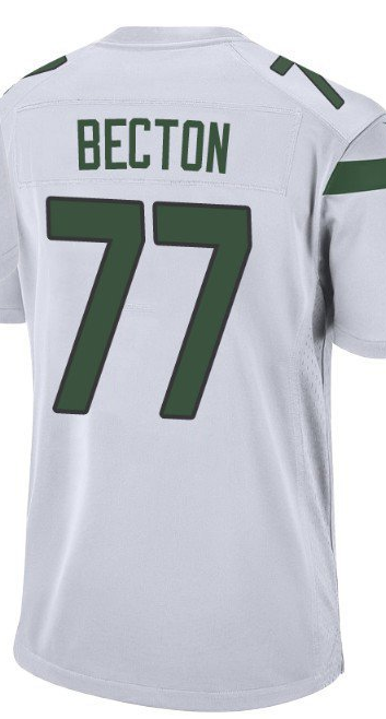 Camiseta personalizada para hombres y mujeres, camisa de fútbol americano Mekhi Becton, blanco, negro, verde, juvenil