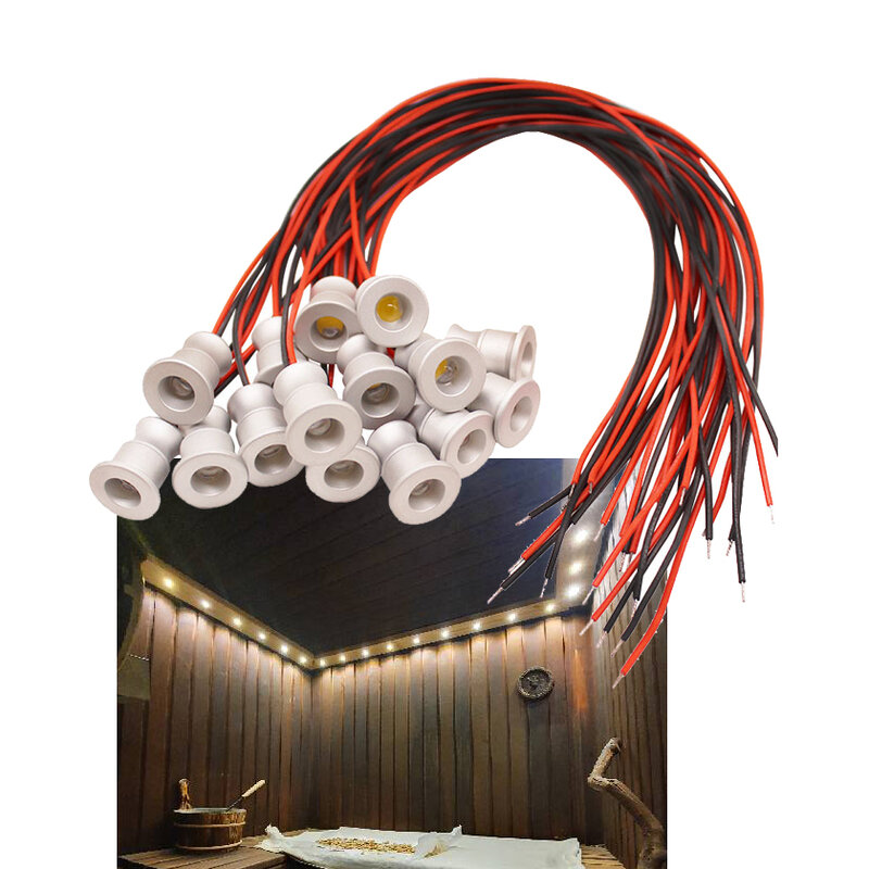 10 pz impermeabile piccolo faretto a LED 1 w12v faretto fai da te lampada armadio soffitto Sauna illuminazione a vapore ad alta temperatura 90 resistere