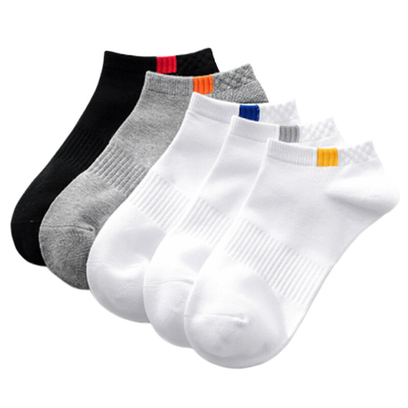 Calcetines cortos para hombre de algodón transpirables, calcetín náutico, informal, cómodo, color blanco, 10 unidades = 5 par/lote
