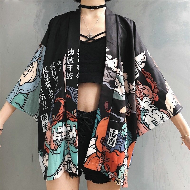 Kimono d'été pour femmes, 2021, Yukata japonais, Cardigan Cosplay, chemise, Blouse pour femmes, Kimono de plage, FF1126