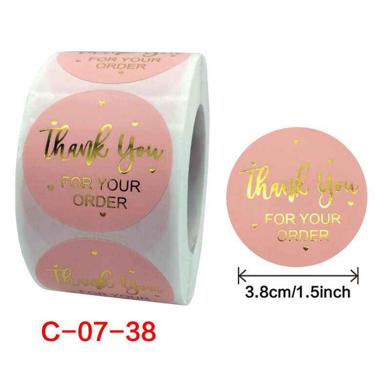 1,5 Розовые наклейки с надписью Thank You идеально подходят для деловых и бутиковых упаковок, Запечатываемые конверты, праздничные подарки на де...