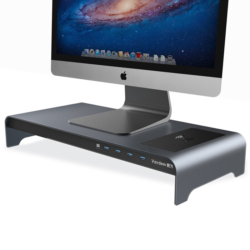 Monitor Base para ordenador de mesa con carga inalámbrica de alta gama soporte de aluminio teclado y ratón organizador para iMac