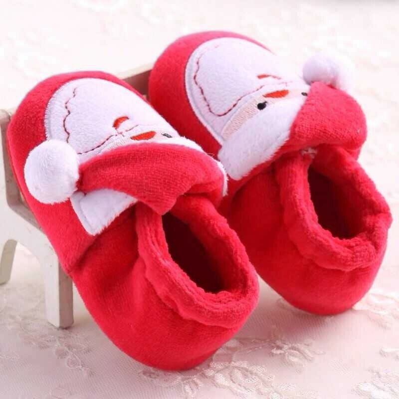 Christmas Warm Shoes Toddler Kid Baby Girls Boy Flock Winter Warm Snow Santa Claus First Walkers Shoes Cute Xmas Baby Boots