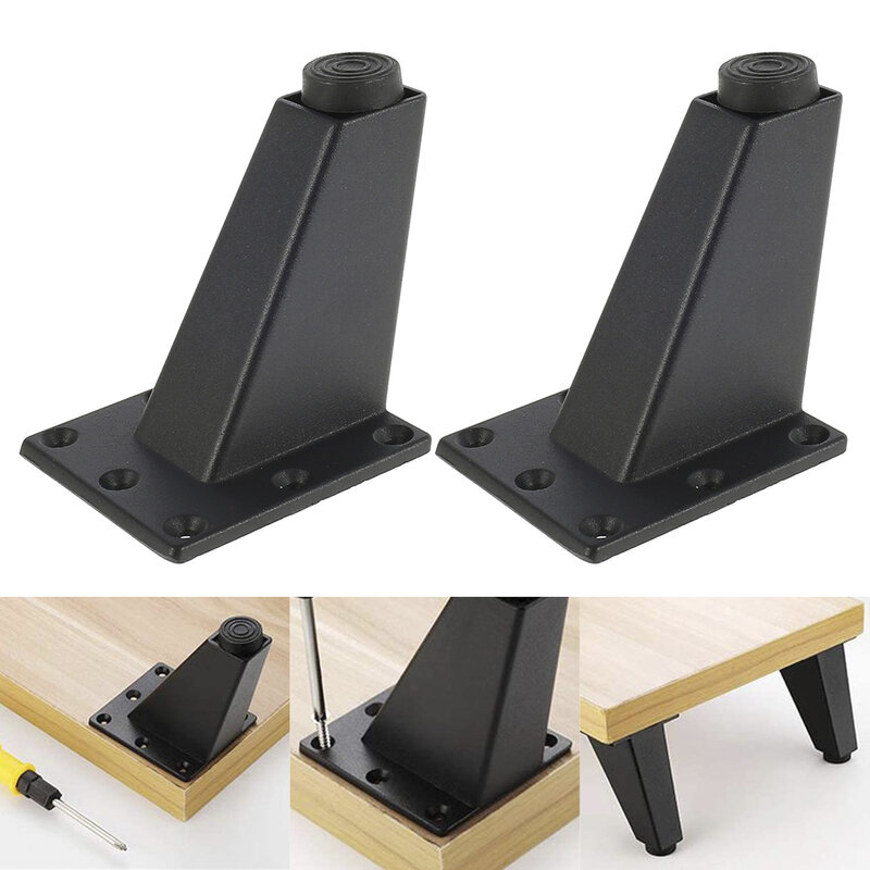 4 Pcs 8cm Adjustable Logam Perabotan Kaki Tebal Aluminium Alloy Meja Lemari Kaki Tempat Tidur Sofa TV Kabinet Kaki Hitam furniture Kaki