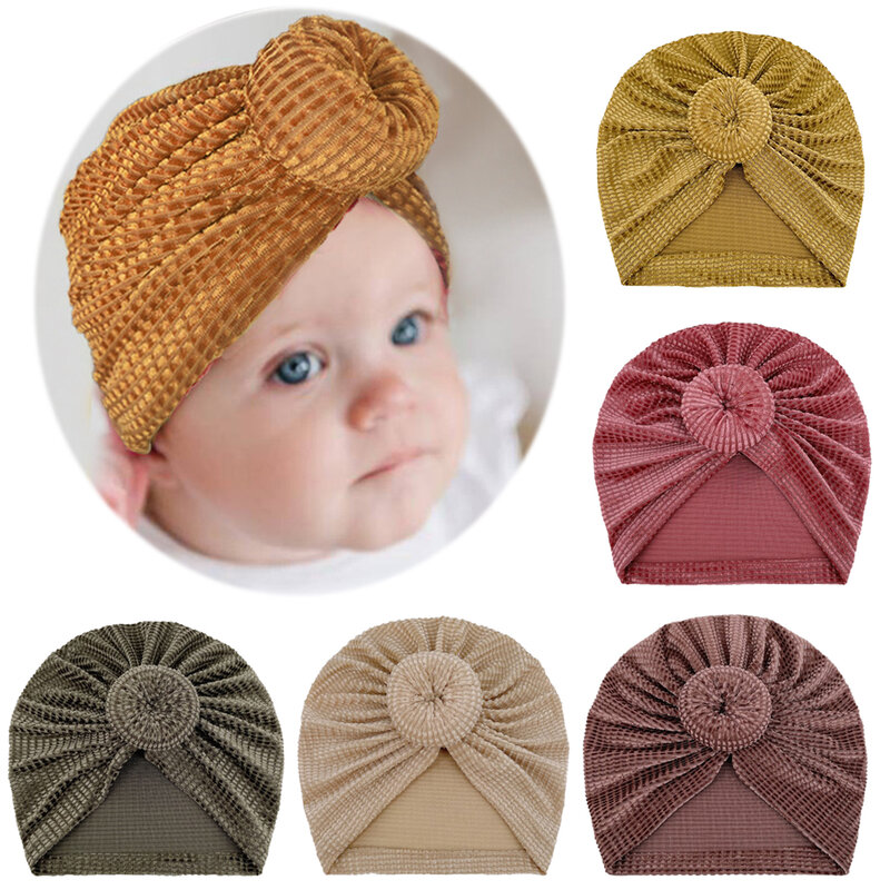 Turban en velours pour bébé, casquette chaude, solide, bandeau, chapeau pour nouveau-né, garçon et fille, couvre-chef élastique, Bonnet, accessoires pour nourrissons