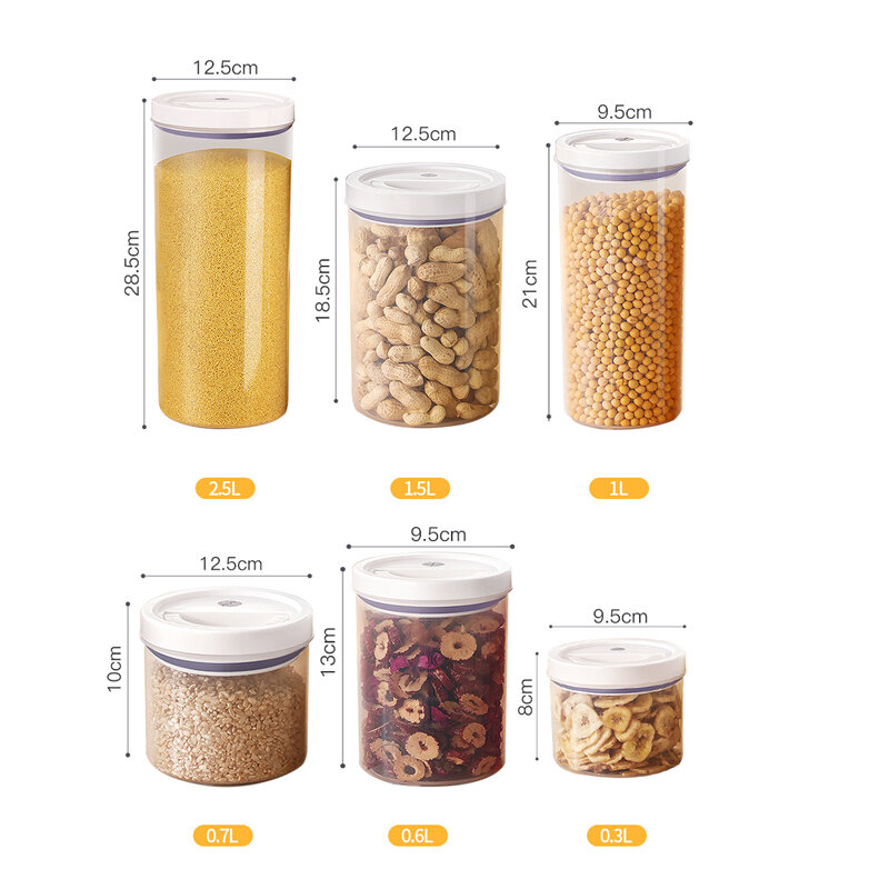 JOYBOS – pot de stockage de noix de riz Transparent, scellé à la maison, bouteille en plastique de qualité alimentaire avec couvercle, boîte de stockage de grains QC4