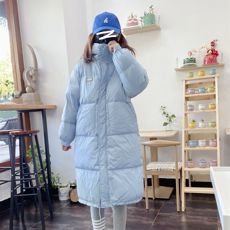 Parka invernale da donna in piumino d'anatra bianco 90% piumino Casual allentato stile lungo colletto alla coreana cappotto da neve antivento con cappuccio