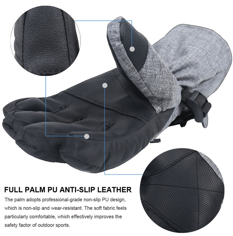 Guanti da sci guanti impermeabili con funzione Touchscreen guanti riscaldati da Snowboard guanti da neve caldi per motoslitta uomo donna
