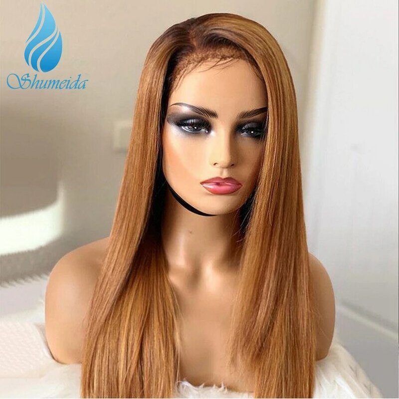 SMD Ombre Blonde 13*4 Lace Front Human Hair Wigs Cheap Brazilian Remy Hair Long Straight Glueless Wig Baby Hair For Women