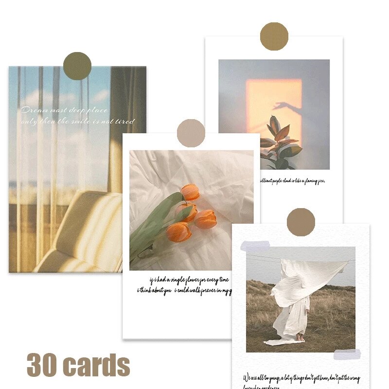 Korean Ins Photo Decoration Card Set 30 Sheets Art Photography Props Collocation Postcard Diy Room Wall Sticker Colour Printing